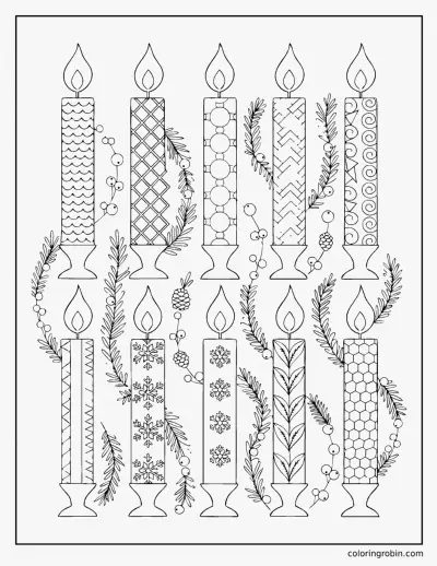 Patterned Candles coloring page
