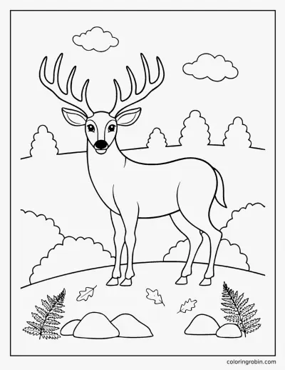 Buck with Big Antlers coloring page