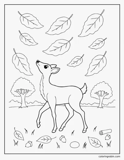 Deer in the Autumn Woods coloring page
