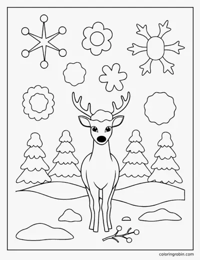 Deer in the Snow coloring page