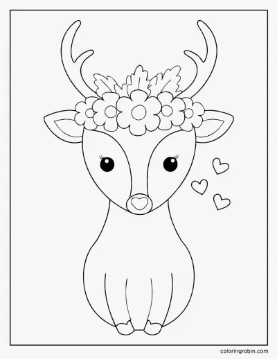 Deer with a Flower Crown coloring page