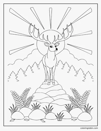 Majestic Stag at Dawn coloring page