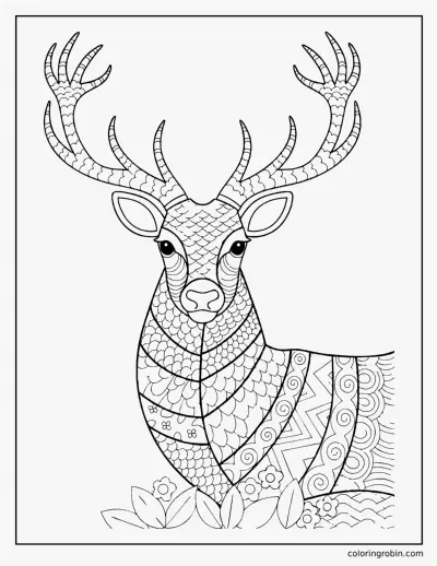 Patterned Stag coloring page