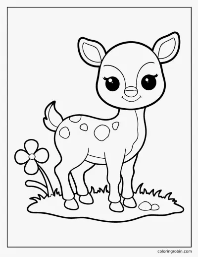 Smiling Baby Deer coloring page