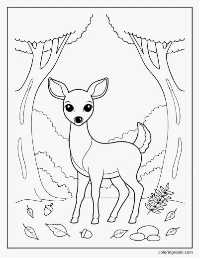 White Tailed Deer in the Forest coloring page