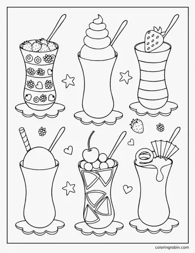 Dessert Glasses coloring page