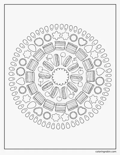 Dessert Mandala coloring page