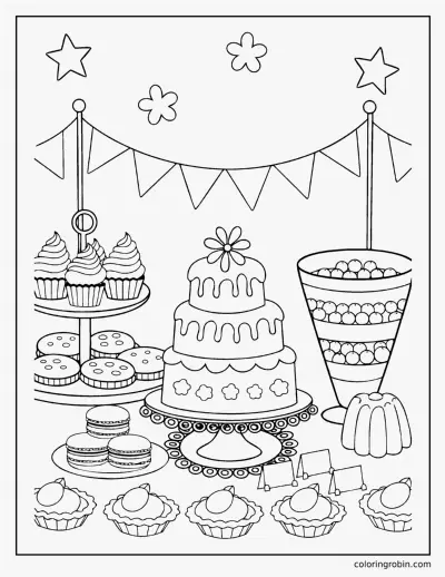 Dessert Table coloring page
