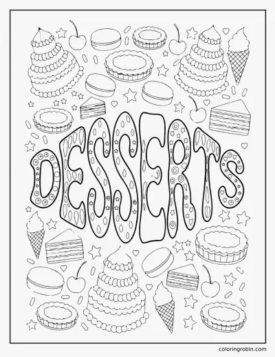 Desserts Lettering coloring page