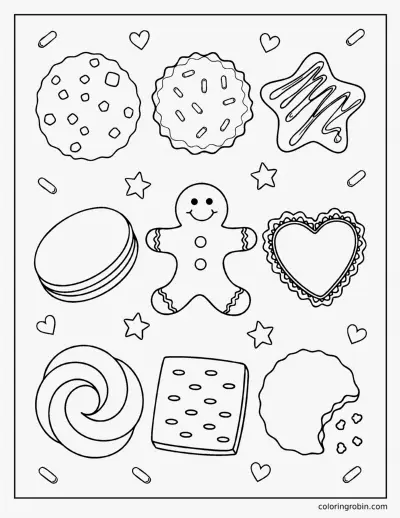Nine Cookies coloring page