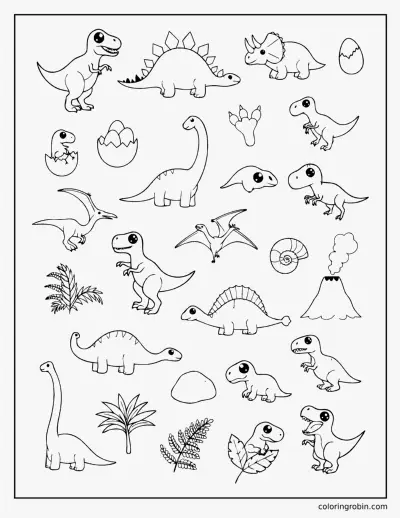 Dinosaur Doodle Page coloring page
