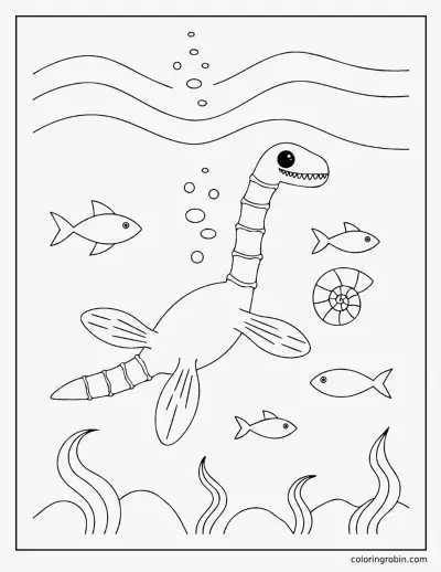 Plesiosaur in the Sea coloring page