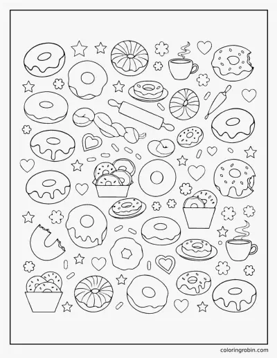 Donut Doodle Page coloring page