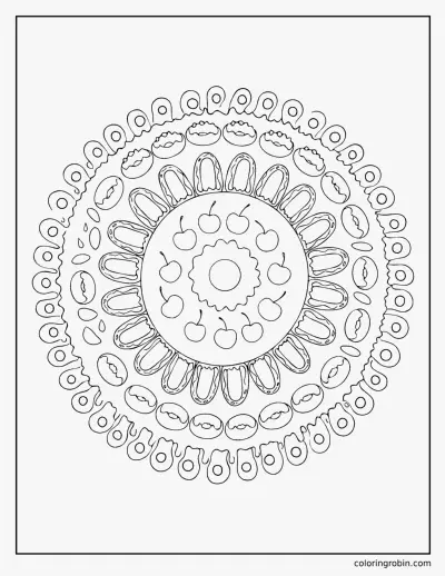 Donut Mandala coloring page