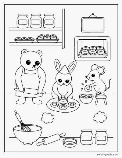 Making Donuts coloring page