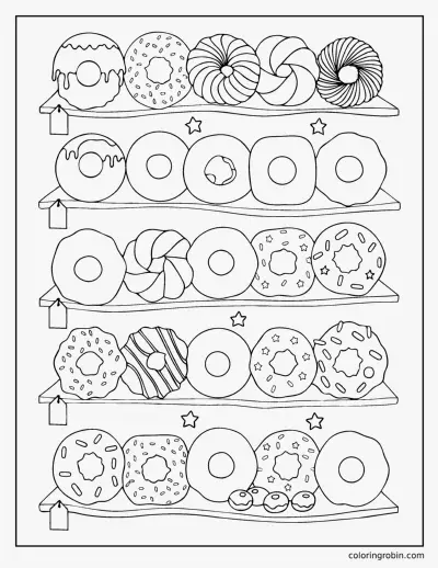 Wall of Donuts coloring page