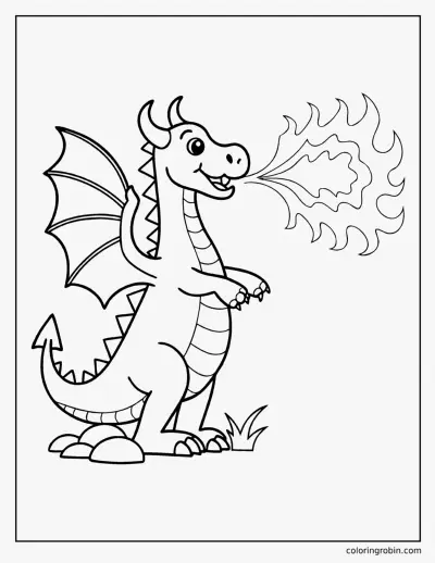 Fire Breathing Dragon coloring page