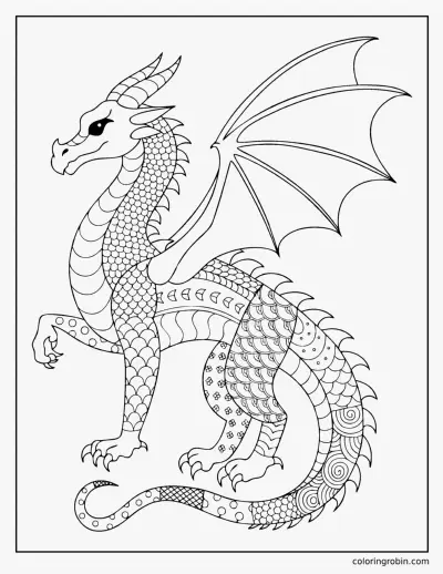 Patterned Dragon coloring page