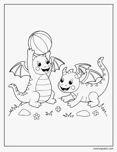 Two Baby Dragons coloring page