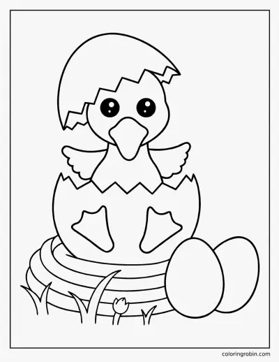Duckling in an Eggshell coloring page