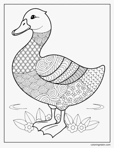 Patterned Duck coloring page