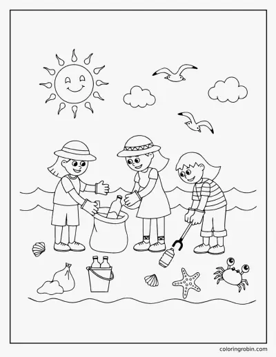 Beach Clean Up coloring page