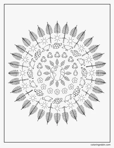 Earth Day Mandala coloring page