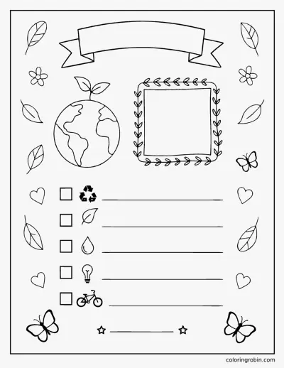 Earth Day Promise Poster coloring page