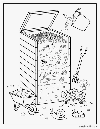 Inside a Compost Bin coloring page