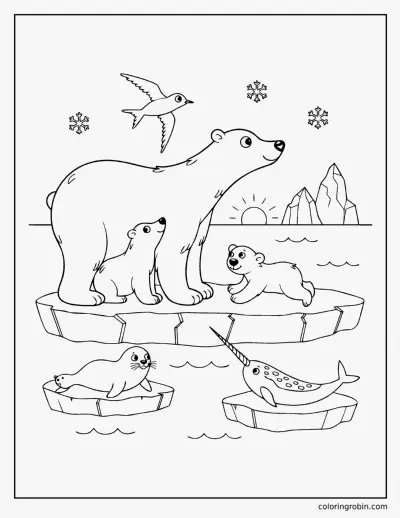 Polar Bears on the Ice coloring page