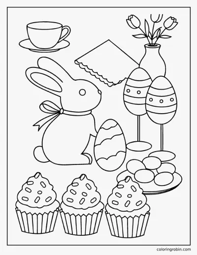 Easter Treats and Cupcakes coloring page
