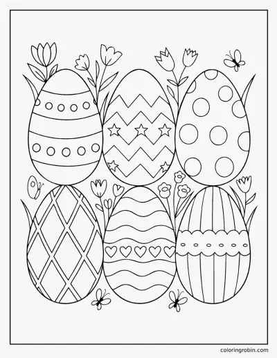 Six Easter Eggs coloring page