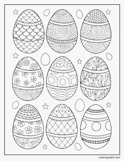 Patterned Easter Eggs coloring page