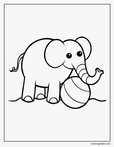 Elephant with a Ball coloring page