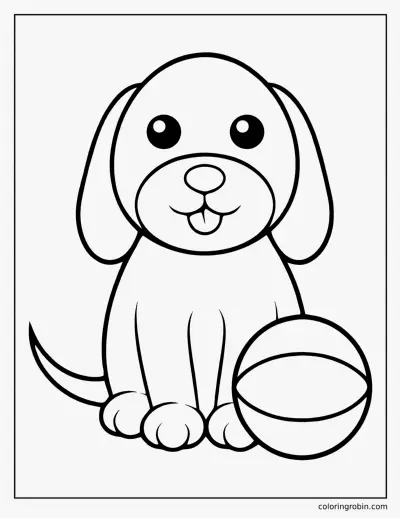 Puppy with a Ball coloring page