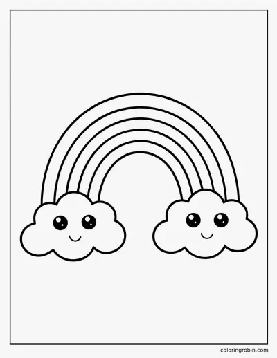 Rainbow and Clouds coloring page