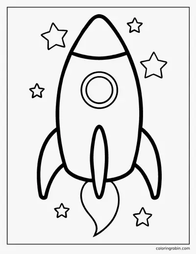 Rocket and Stars coloring page