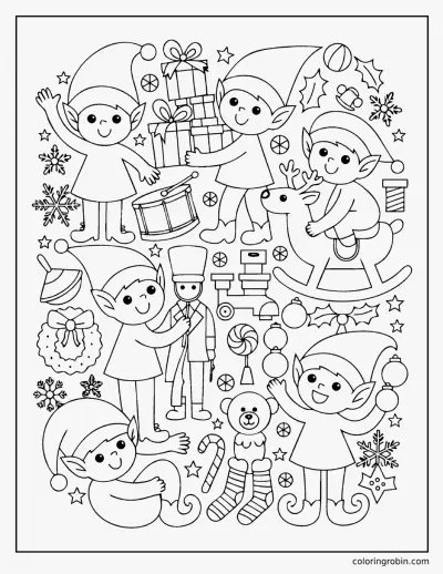Elf Doodle Page coloring page
