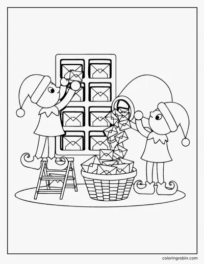 Elf Post Office coloring page