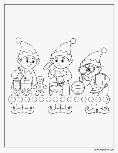 Elf Toy Factory coloring page