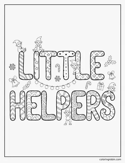 Little Helpers Lettering coloring page
