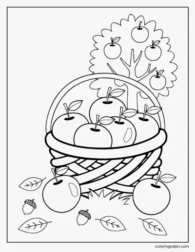 Apples in a Basket coloring page