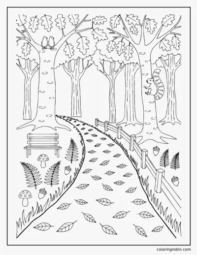 Autumn Forest Path coloring page