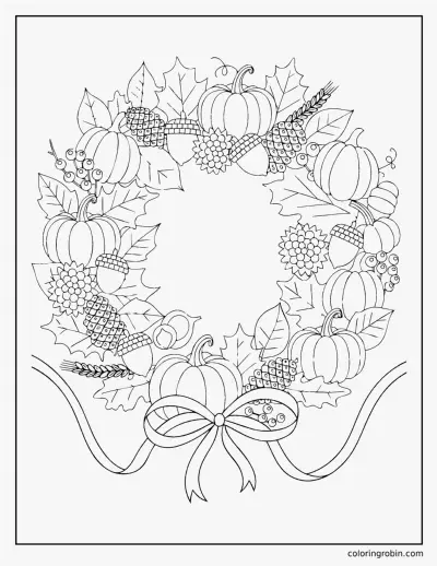 Autumn Wreath coloring page