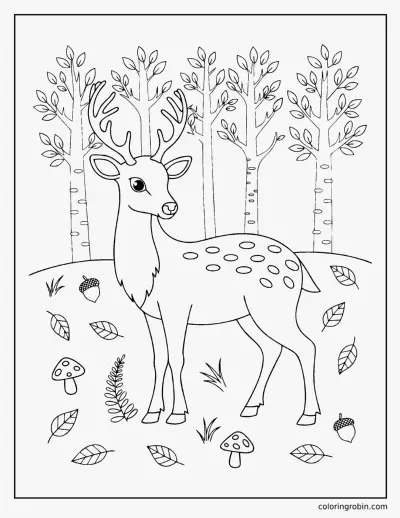Deer in an Autumn Forest coloring page