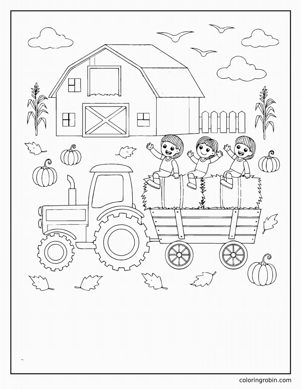 Hayride at the Farm coloring page
