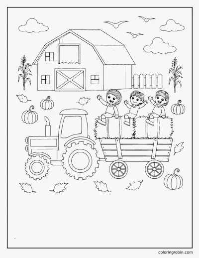 Hayride at the Farm coloring page
