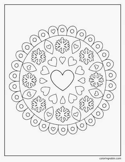 February Mandala coloring page