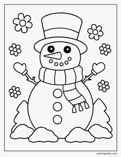 February Snowman coloring page