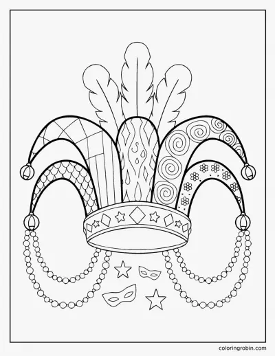 Mardi Gras Jester Hat coloring page